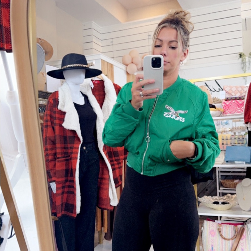 Kelly green eagles bomber